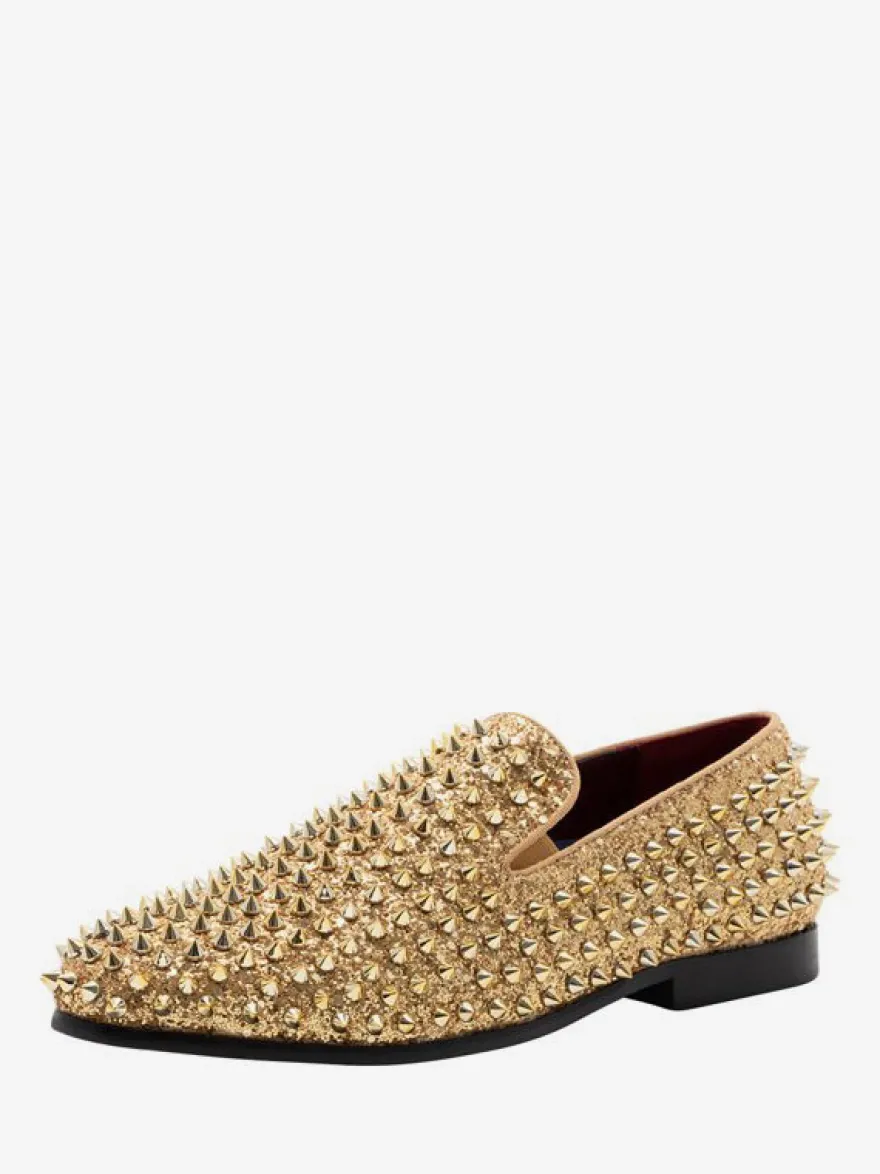 Chaussures Mocassins Pour Hommes Tissu À Paillettes Rivets Illustration Slip-On