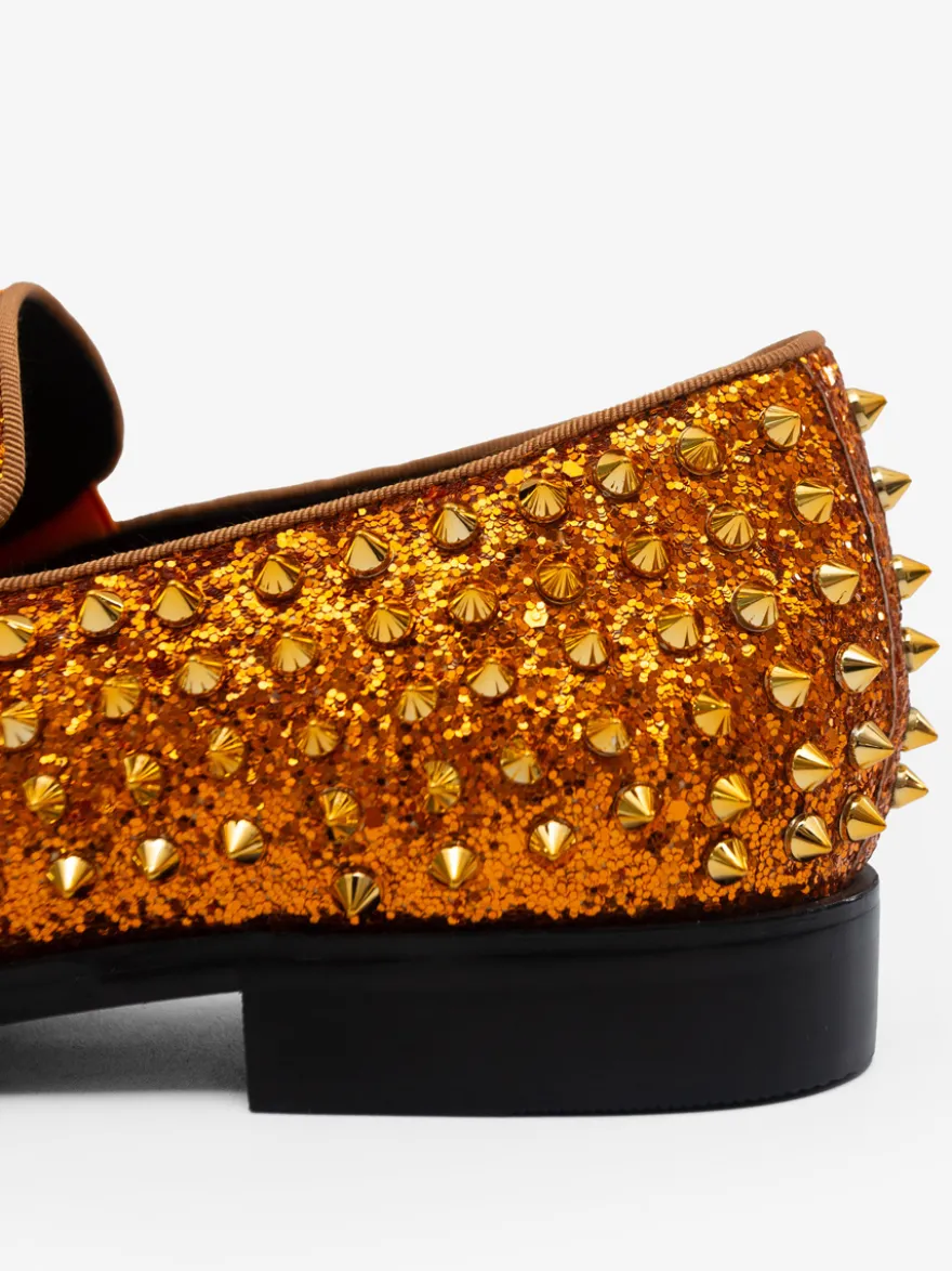 Chaussures Mocassins Pour Hommes Tissu À Paillettes Rivets Illustration Slip-On