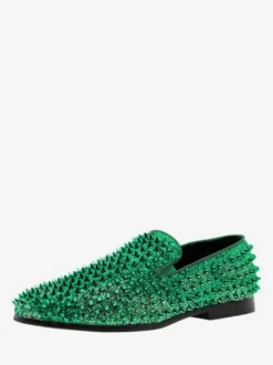 Chaussures Mocassins Pour Hommes Tissu À Paillettes Rivets Illustration Slip-On