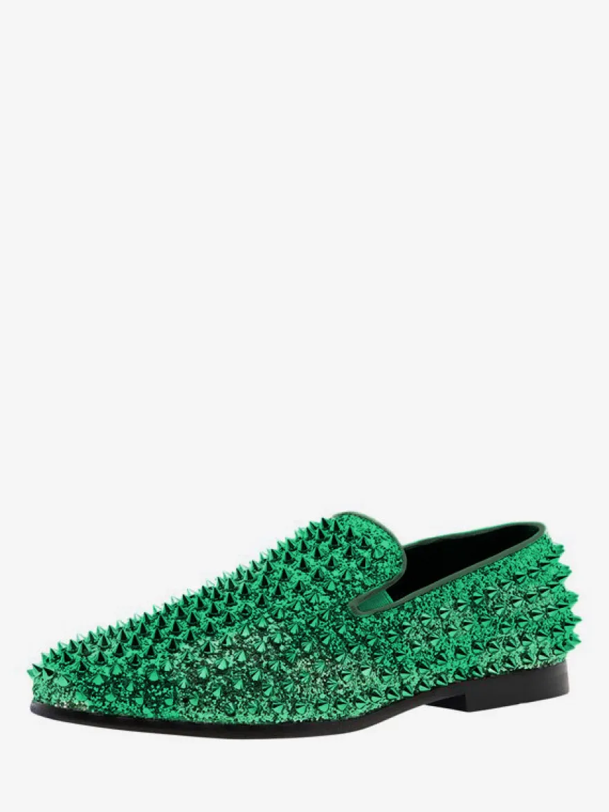 Chaussures Mocassins Pour Hommes Tissu À Paillettes Rivets Illustration Slip-On