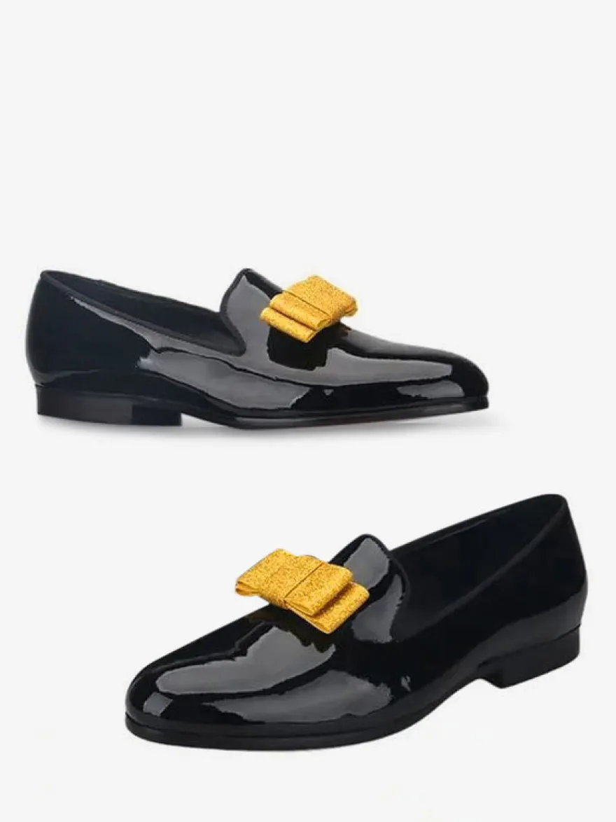 Chaussures Mocassins Pour Hommes Vernis PU Nœud Slip-On