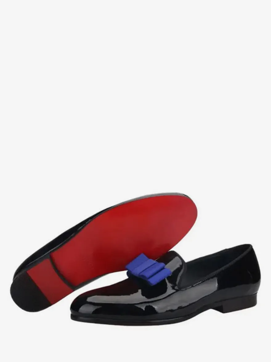 Chaussures Mocassins Pour Hommes Vernis PU Nœud Slip-On