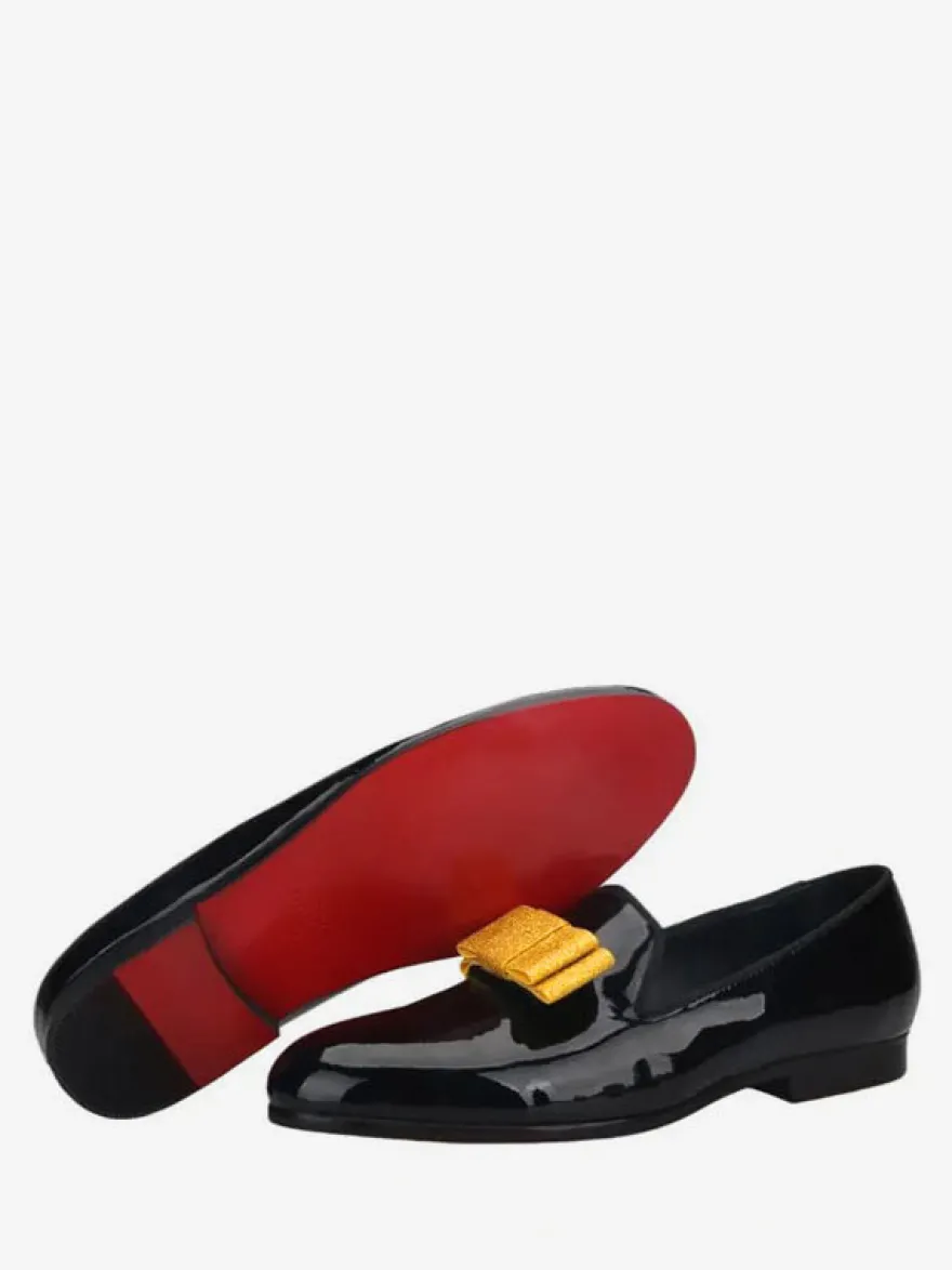 Chaussures Mocassins Pour Hommes Vernis PU Nœud Slip-On