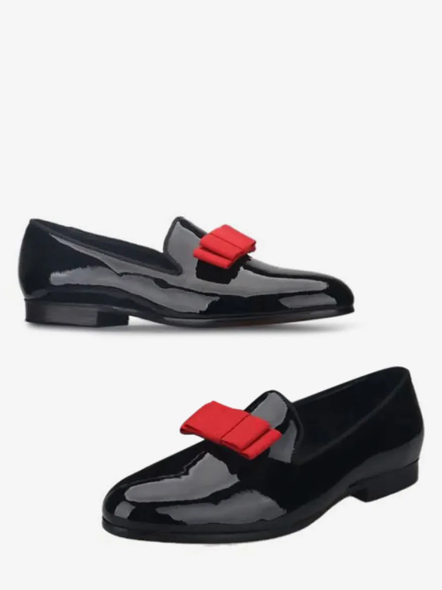 Chaussures Mocassins Pour Hommes Vernis PU Nœud Slip-On