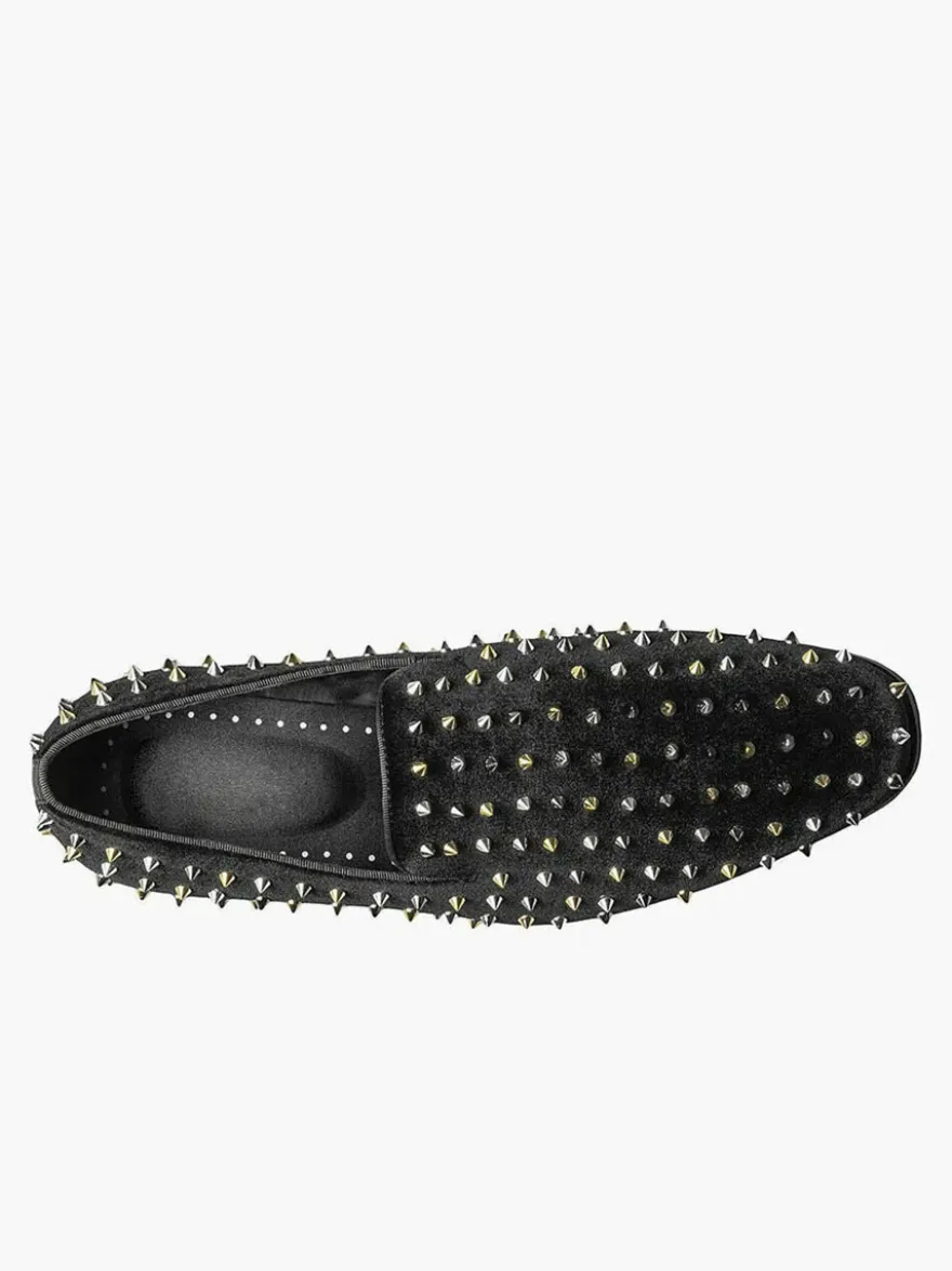 Chaussures Mocassins Pour Hommes Rivets Slip-on Bout Carré Tige En Micro Suède