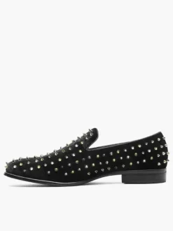 Chaussures Mocassins Pour Hommes Rivets Slip-on Bout Carré Tige En Micro Suède