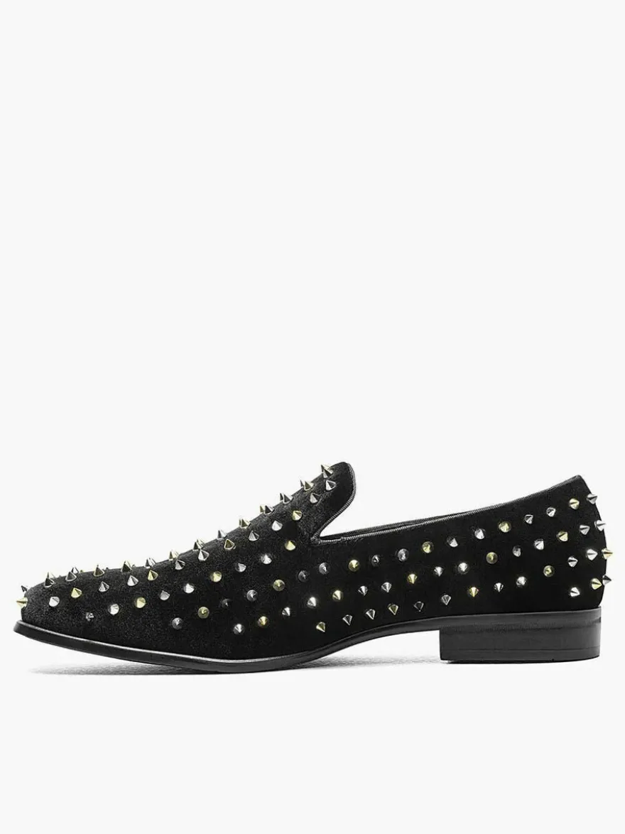 Chaussures Mocassins Pour Hommes Rivets Slip-on Bout Carré Tige En Micro Suède