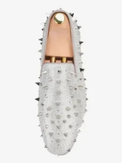 Chaussures Mocassins Rivets Pour Hommes Slip-on Bout Rond Tige En Micro Suède