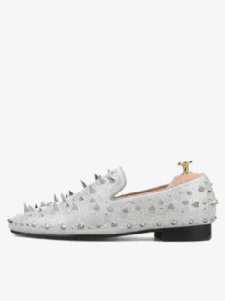Chaussures Mocassins Rivets Pour Hommes Slip-on Bout Rond Tige En Micro Suède