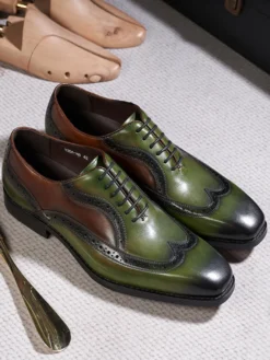 Chaussures Oxford à bout pointu pour hommes style britannique en cuir véritable