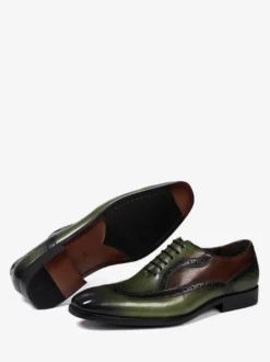 Chaussures Oxford à bout pointu pour hommes style britannique en cuir véritable