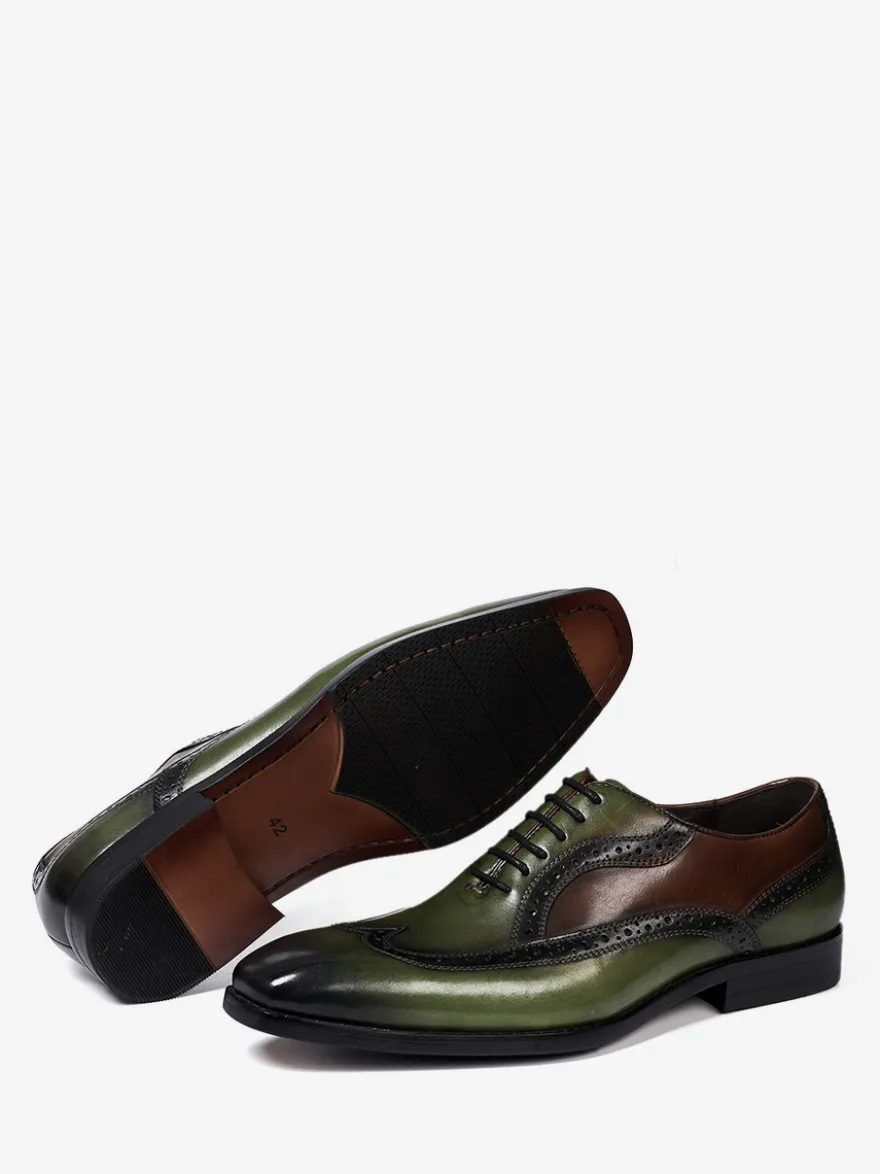 Chaussures Oxford à bout pointu pour hommes style britannique en cuir véritable