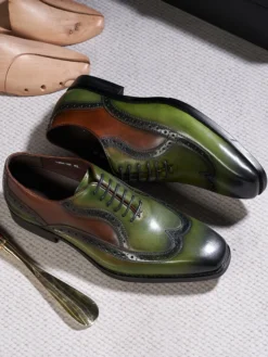 Chaussures Oxford à bout pointu pour hommes style britannique en cuir véritable