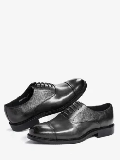 Chaussures Oxford à bout rond pour homme en cuir véritable à bout droit et formelles