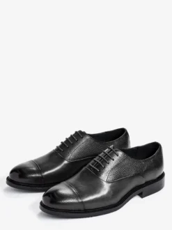 Chaussures Oxford à bout rond pour homme en cuir véritable à bout droit et formelles