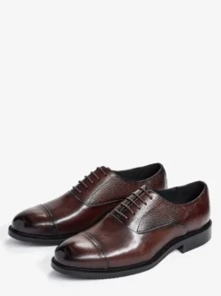 Chaussures Oxford à bout rond pour homme en cuir véritable à bout droit et formelles