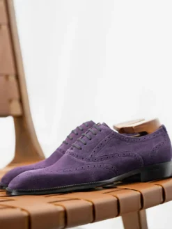 Chaussures Oxford en daim pour hommes bout rond lacets style brogue.