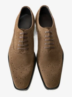 Chaussures Oxford en daim pour hommes bout rond lacets style brogue.