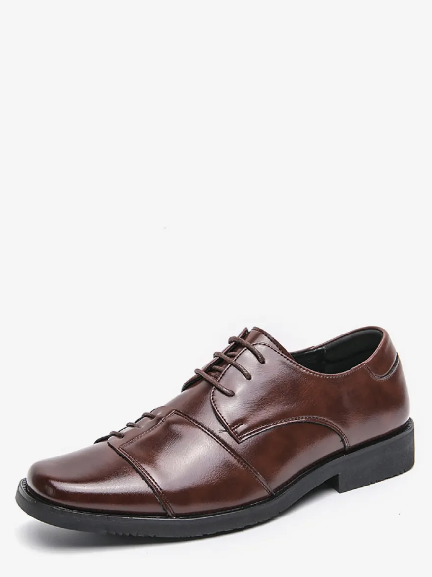 Chaussures Oxford marron pour hommes bout rond lacets décontractées