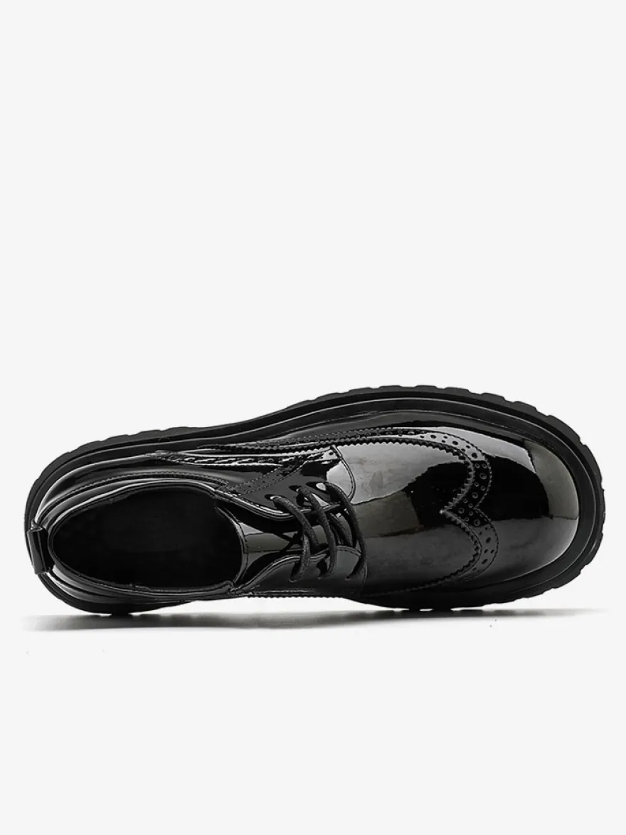 Chaussures Oxford noires pour hommes bout rond lacets décontractées