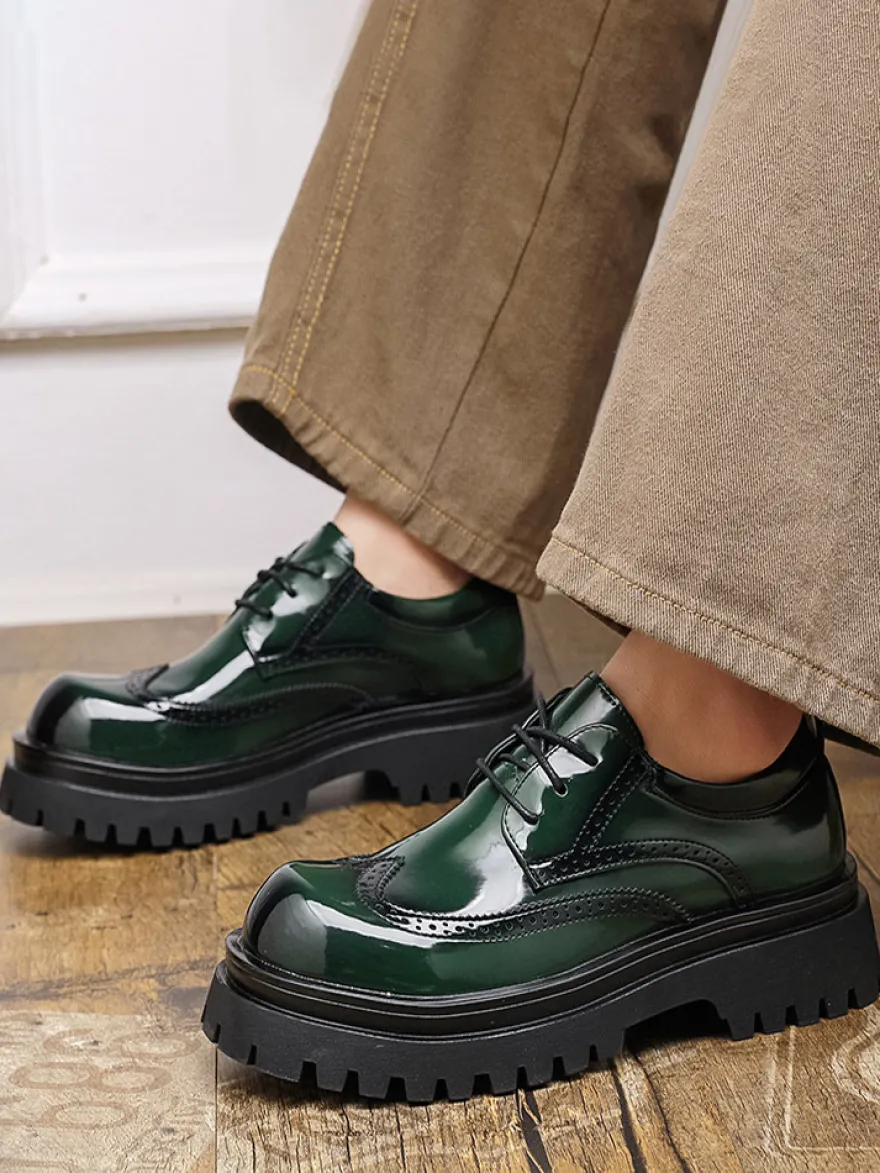 Chaussures Oxford noires pour hommes bout rond lacets décontractées