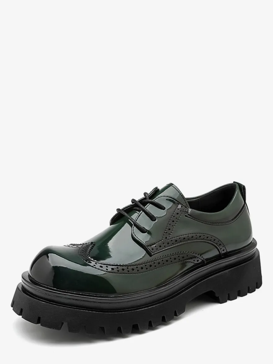 Chaussures Oxford noires pour hommes bout rond lacets décontractées