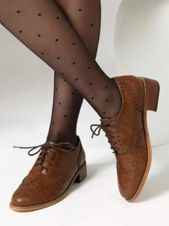Chaussures Oxford pour femmes bout rond lacets décontractées