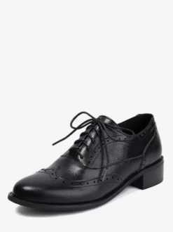 Chaussures Oxford pour femmes bout rond lacets décontractées