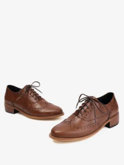 Chaussures Oxford pour femmes bout rond lacets décontractées