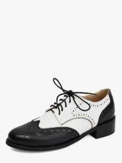 Chaussures Oxford pour femmes bout rond lacets décontractées