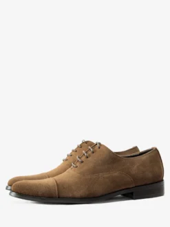 Chaussures Oxford pour hommes en cuir de vachette bout rond lacets chaussures habillées formelles