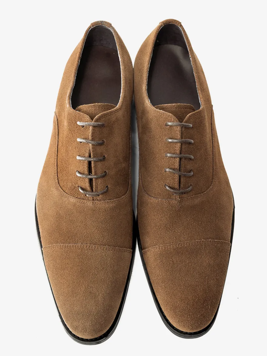 Chaussures Oxford pour hommes en cuir de vachette bout rond lacets chaussures habillées formelles
