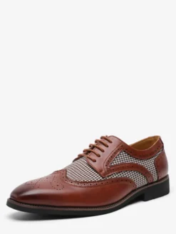 Chaussures Oxford pour hommes bout rond patchwork lacets.
