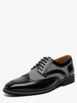 Chaussures Oxford pour hommes bout rond patchwork lacets.