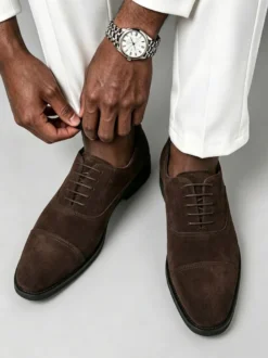 Chaussures Oxford pour hommes bout rond lacets décontractées