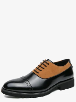 Chaussures Oxford pour hommes bout rond lacets chaussures décontractées