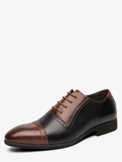 Chaussures Oxford pour hommes bout rapporté lacets chaussures décontractées