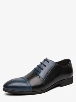 Chaussures Oxford pour hommes bout rapporté lacets chaussures décontractées