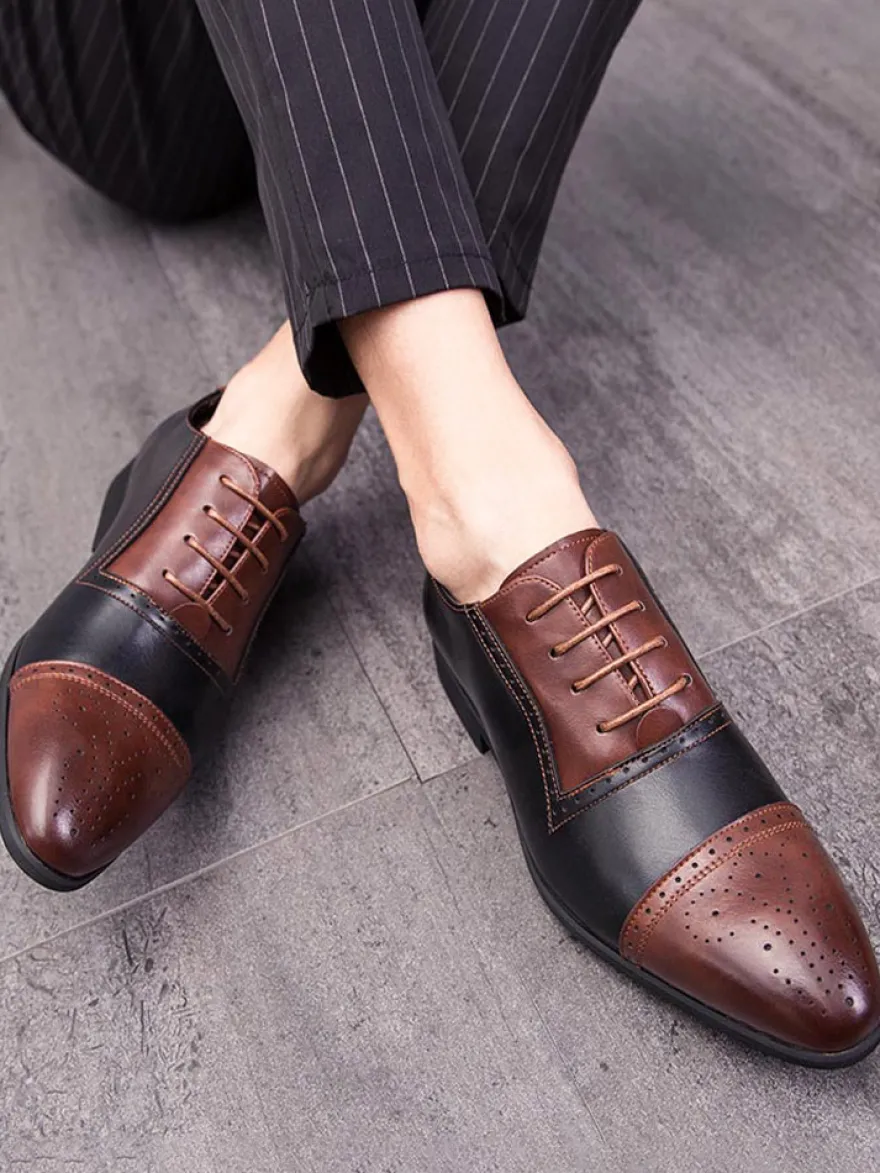 Chaussures Oxford pour hommes bout rapporté lacets chaussures décontractées