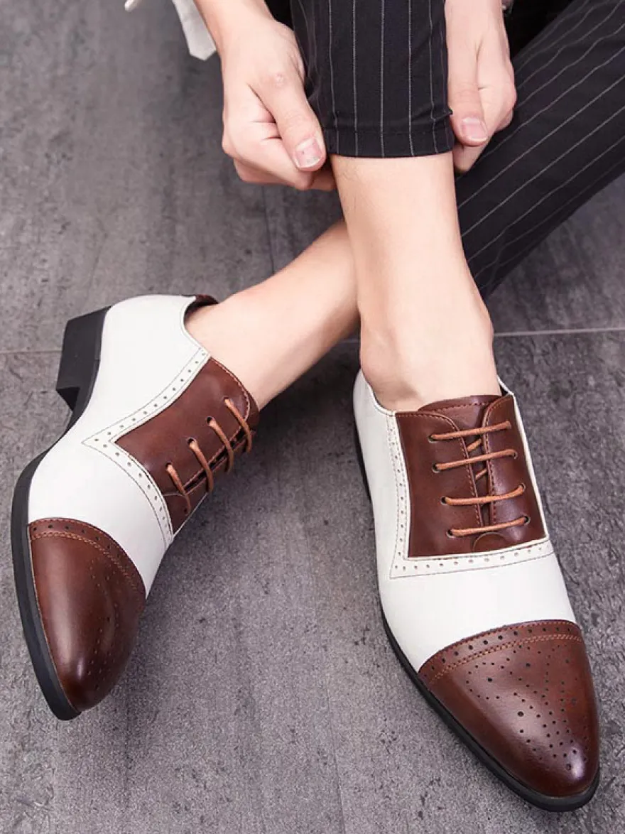 Chaussures Oxford pour hommes bout rapporté lacets chaussures décontractées