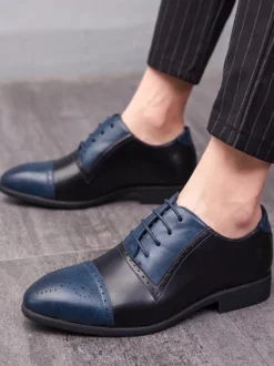 Chaussures Oxford pour hommes bout rapporté lacets chaussures décontractées