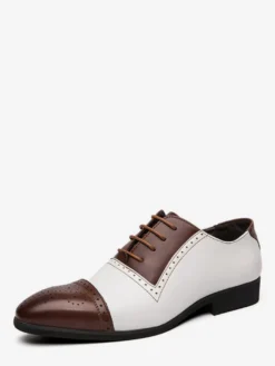 Chaussures Oxford pour hommes bout rapporté lacets chaussures décontractées
