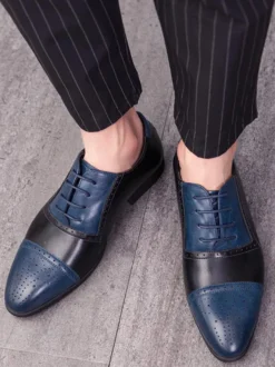Chaussures Oxford pour hommes bout rapporté lacets chaussures décontractées