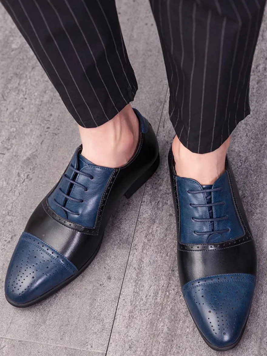 Chaussures Oxford pour hommes bout rapporté lacets chaussures décontractées