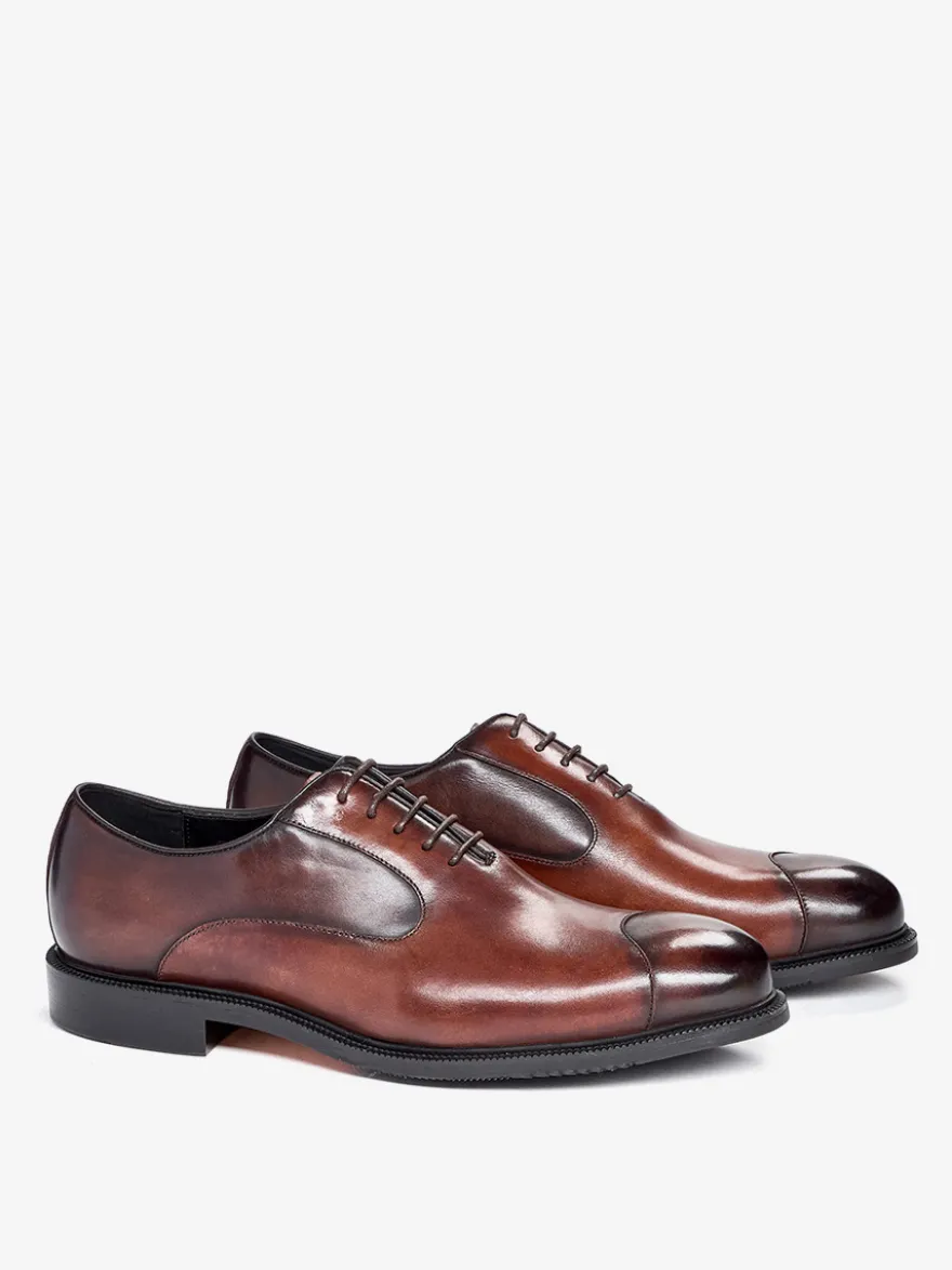Chaussures Oxford pour hommes bout pointu style business décontracté en cuir véritable à lacets et bout droit