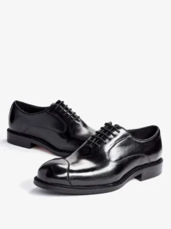 Chaussures Oxford pour hommes bout pointu style business décontracté en cuir véritable à lacets et bout droit