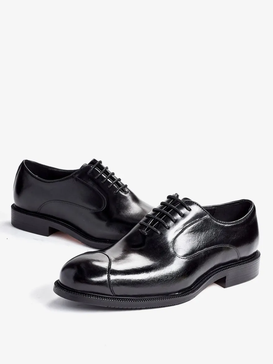Chaussures Oxford pour hommes bout pointu style business décontracté en cuir véritable à lacets et bout droit