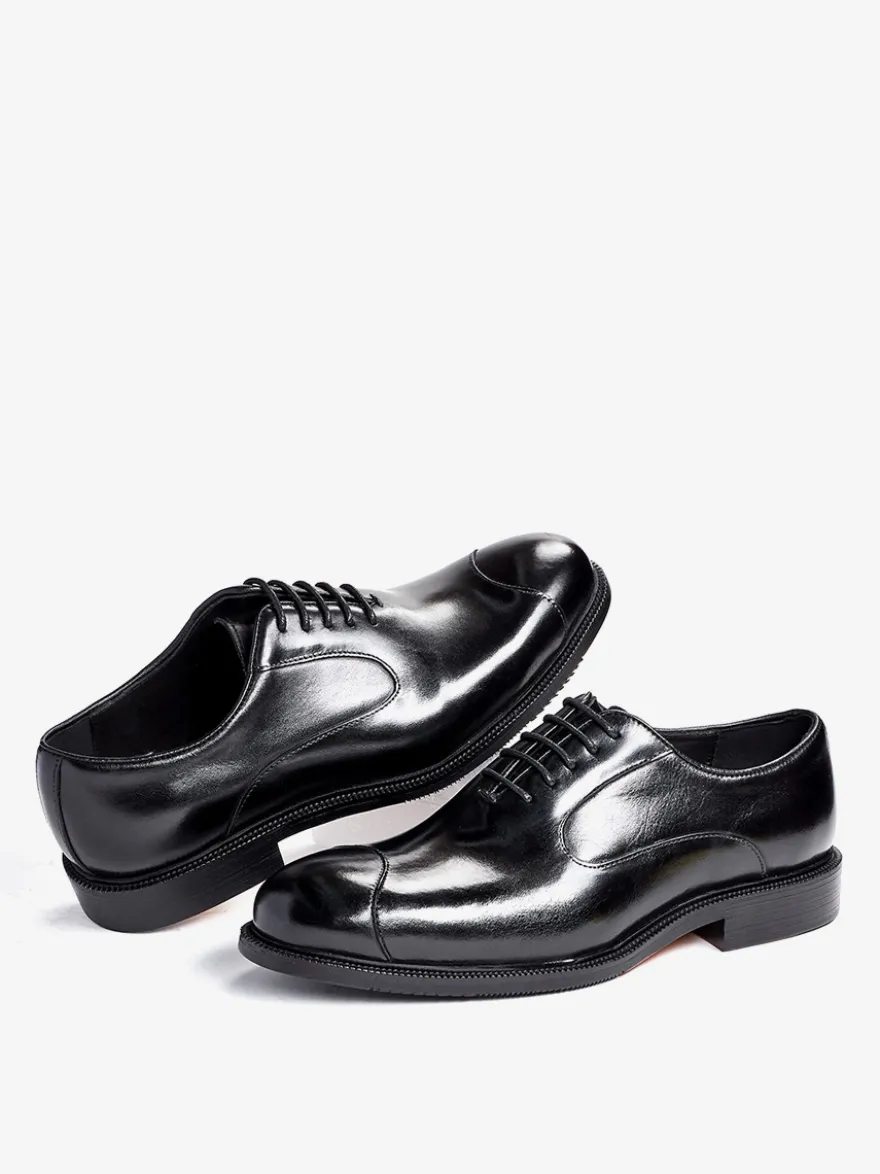 Chaussures Oxford pour hommes bout pointu style business décontracté en cuir véritable à lacets et bout droit