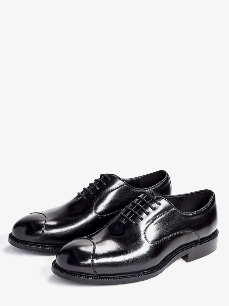 Chaussures Oxford pour hommes bout pointu style business décontracté en cuir véritable à lacets et bout droit