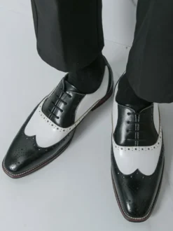 Chaussures Oxford pour hommes bout rond lacets décontractées